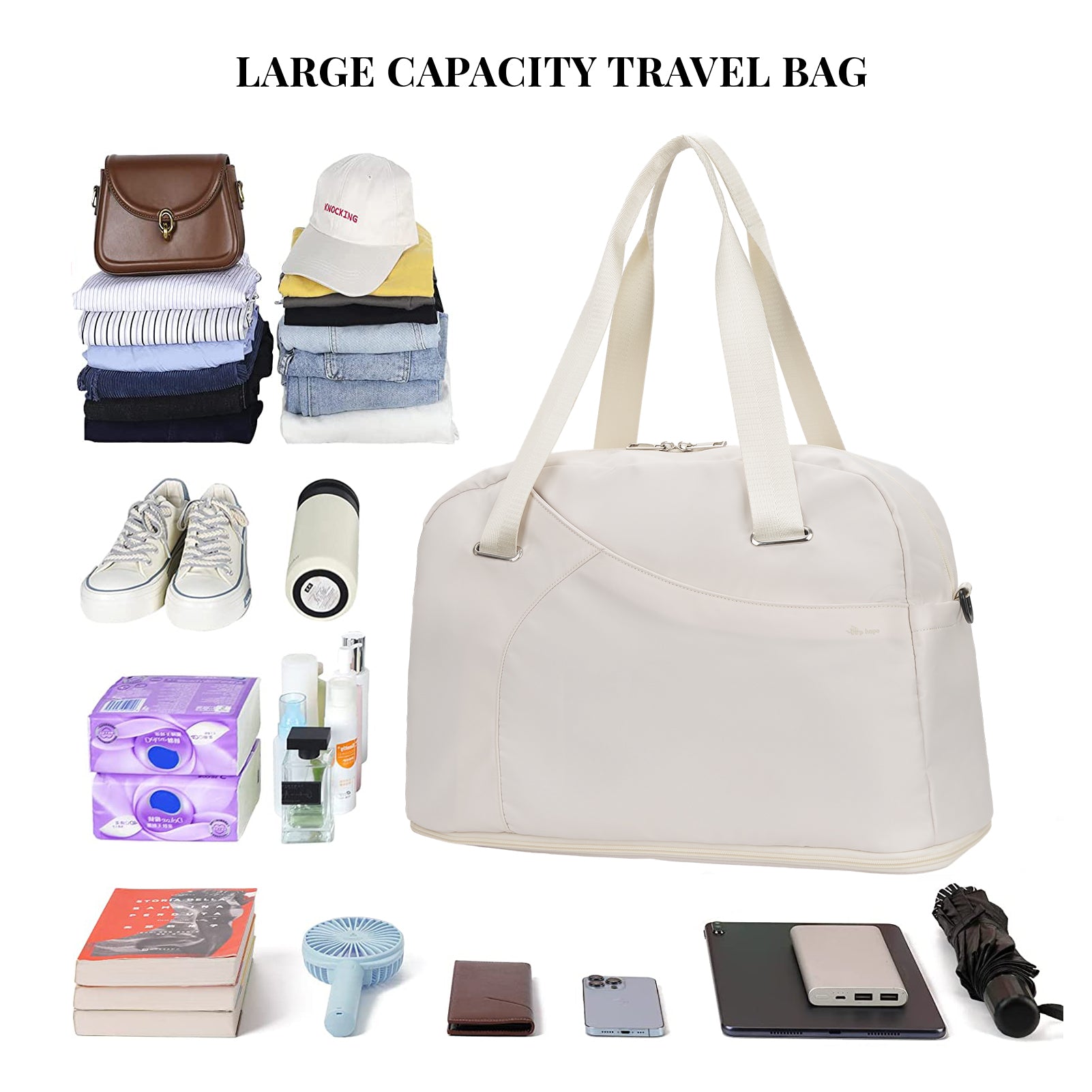 Hp hope Travel Duffel Bag for Women, Gym Bag 30-42L Expandable