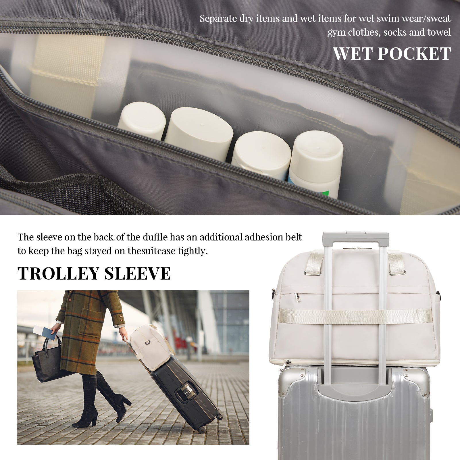 Hp hope Travel Duffel Bag for Women, Gym Bag 30-42L Expandable