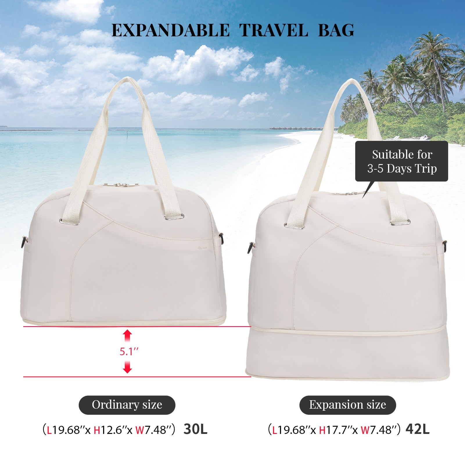 Hp hope Travel Duffel Bag for Women, Gym Bag 30-42L Expandable