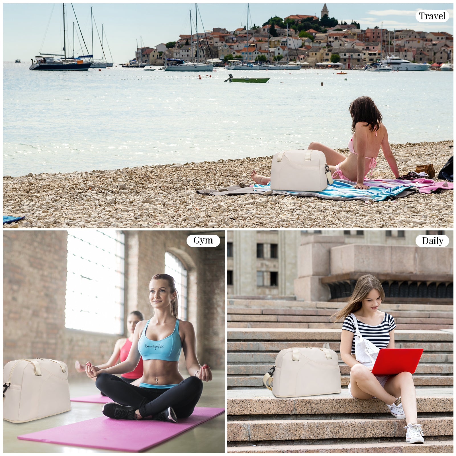 Hp hope Travel Duffel Bag for Women, Gym Bag 30-42L Expandable